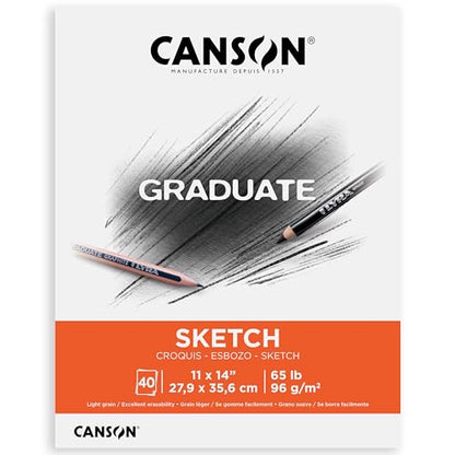 Canson Graduate Sketch Pad, Foldover, 11x14 inch, 40 Sheets | Artist Paper for Adults and Students - Drawing, Sketching and Art Journaling - size: 11x14 inch