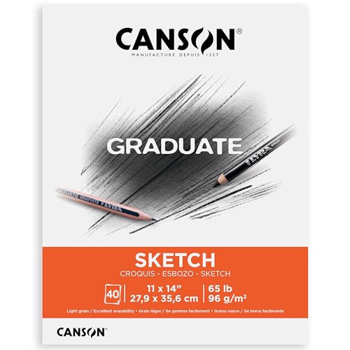 Canson Graduate Sketch Pad, Foldover, 11x14 inch, 40 Sheets | Artist Paper for Adults and Students - Drawing, Sketching and Art Journaling | (Pack of 6) - size: 11x14 inch (Pack of 6)