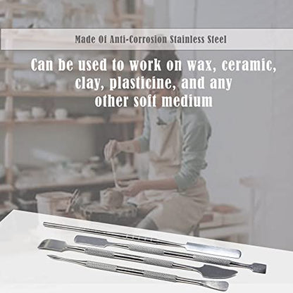 A2ZScilab - Stainless Steel Spatula Wax & Clay Sculpting Tool Carver Set, Carving Pottery Tools - Sculpture Shaper Polymer Modeling Tools for Clay, Pottery, Ceramics Artwork & Holiday Crafts (4PC) - style: 4PC