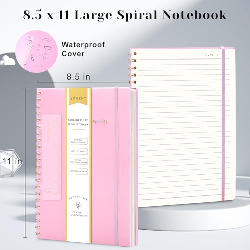 Yoment Spiral Notebook 8.5 x 11 A4 Large Notebooks for Work College Ruled Journaling Notebooks, 100 GSM Paper, Spiral Bound Journal for School Note Taking Writing, A4 Pink - color: Pink, style: D - Line - A4