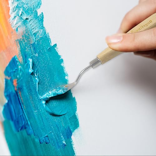9 Pcs Paint Palette Knives for Painting, Stainless Steel Color Mixing Scraper Knife Set, Drawing Spatula Pallet Knife with Wooden Handle for Oil, Canvas, Acrylic Painting, Texture Art Supplies
