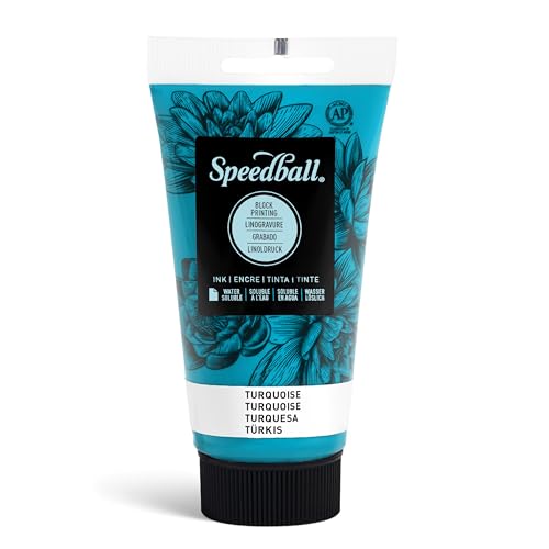 Speedball 3509 Water Soluble Block Printing Ink – Bold Color With Satin Finish AP Non-Toxic 2.5 Fl. Oz., Turquoise - color: Turquoise, size: 2.5 fl oz