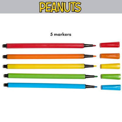 Peanuts Gang Sketchbook for Kids with Washable Markers, 86 Blank Pages Spiral Bound, Snoopy - color: Peanuts Gang