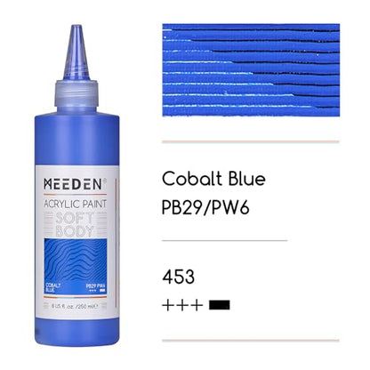 MEEDEN Cobalt Blue Acrylic Paint: Matte Finish 250ml/8.45oz Soft Body Bulk Acrylic Colors in Ergonomic Bottle - Fluid Flow Art Paints for Artists Canvas Painting - color: Cobalt Blue