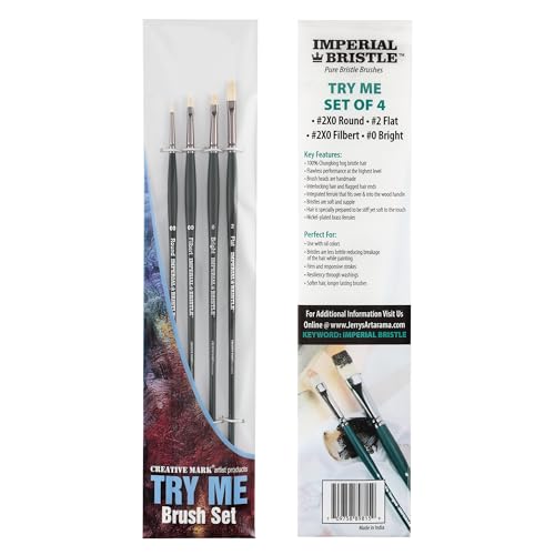 Creative Mark Imperial Professional Chungking Hog Bristle Brushes - Softest and Fullest Bristle Brush for Oil, Acrylic, Painting, & More! - [Assorted Styles - Set of 4] - size: Assorted Size