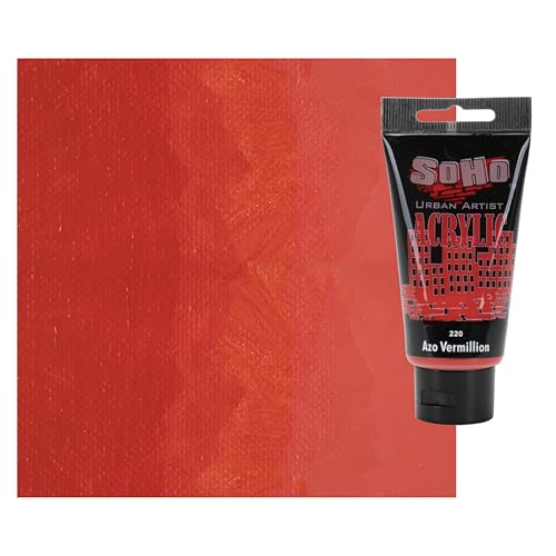 Soho Urban Artist Heavy Body Acrylic Paint - 75 ml Tube - Azo Vermilion - Thick, Rich Color, Excellent Coverage, Professional Quality - Artists Acrylic Paint - color: Azo Vermilion, size: 2.54 Fl Oz (Pack of 1)