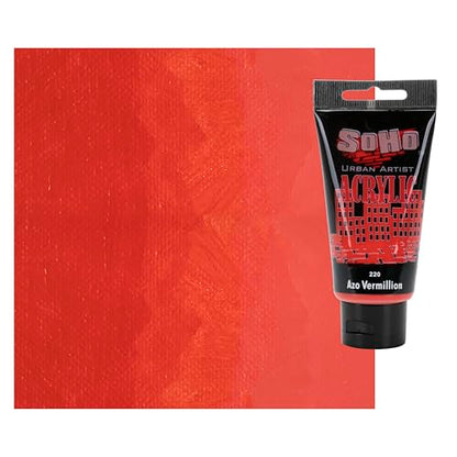 Soho Urban Artist Heavy Body Acrylic Paint - 75 ml Tube - Azo Vermilion - Thick, Rich Color, Excellent Coverage, Professional Quality - Artists Acrylic Paint - color: Azo Vermilion, size: 2.54 Fl Oz (Pack of 1)
