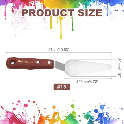 MECCANIXITY Pack of 1 Large Palette Knife No.13, 10.6" Long Palette Knives with Stainless Steel Flexible Spatula Pallet Knife and Wood Handle for Scraping, Mixing, Oil Acrylic Painting Canvas - style: No.13