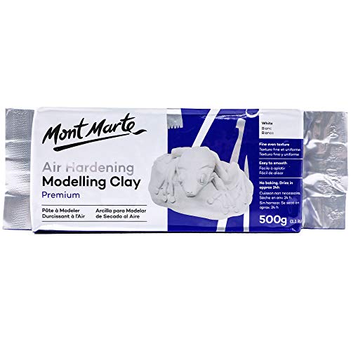 White Modelling Clay Air Dry by Mont Marte, 500g (1.1lb), Ideal Gift for Professional Artists - color: White