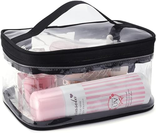 Black Makeup Bag Zipper Waterproof Portable Travel Storage Pouch 2 Pcs - color: Black