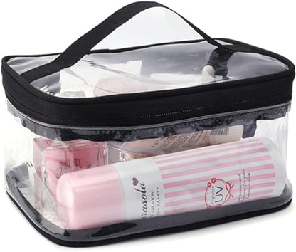 Black Makeup Bag Zipper Waterproof Portable Travel Storage Pouch 2 Pcs - color: Black