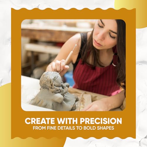 30 Pcs Clay Tools & Pottery Tools Kit, Professional Polymer Clay Sculpting Tools for Air Dry Clay, Ceramics Tools and Modeling Tools, Includes Wire Cutter, Ribbon Tool, Potter’s Rib & Clay Carving Set - size: Pack of 30