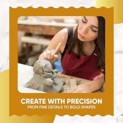 30 Pcs Clay Tools & Pottery Tools Kit, Professional Polymer Clay Sculpting Tools for Air Dry Clay, Ceramics Tools and Modeling Tools, Includes Wire Cutter, Ribbon Tool, Potter’s Rib & Clay Carving Set - size: Pack of 30