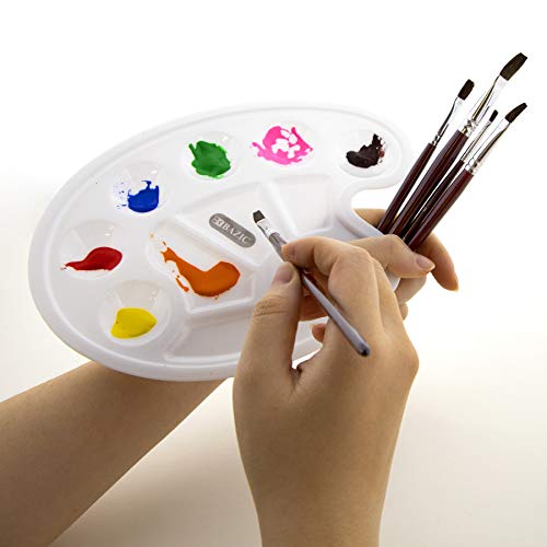 BAZIC Products Paint Palette 10 Mixing Oval Tray w/Thumb Hole, Plastic Paint Pallets for School Adult, DIY Craft Art Acrylic Painting, 288-Packs - color: Oval-10 Wells, size: 288-Pack