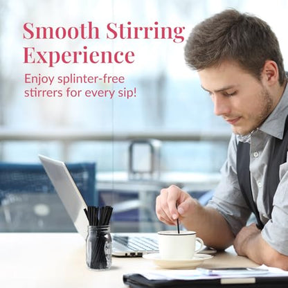 Prestee Plastic Coffee Stirrers, 2000ct, 5" - Plastic Straws, Drinks and Coffee Stir Sticks, Cocktail Swizzle Sticks, Disposable Stir Stick, Drinking Straws for Cocktails (Black) - color: Black, size: 2000 Pack (5'')