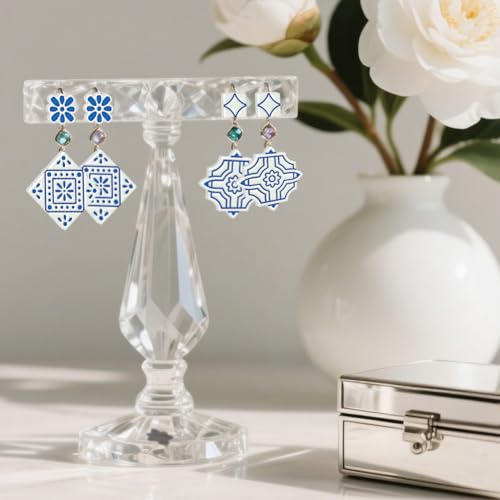 ORIGACH 17 Pcs Portuguese Peranakan Tiles Polymer Clay Cutters, Mediterranean Flower Frame & Tiles Design Clay Cutters for Polymer Clay Jewelry Earrings with a Clear Storage Box - style: Portuguese Peranakan Tiles