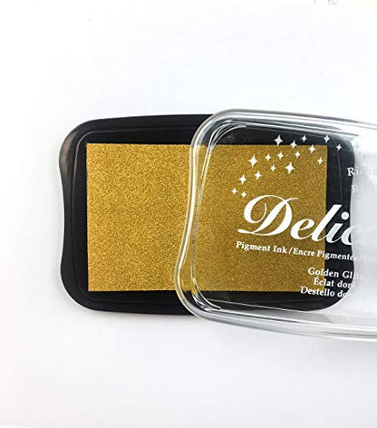 Tsukineko Delicata Ink pad, Golden Glitz - color: Golden Glitz, size: 4 x 4 cm
