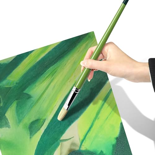 XDT#515 Filbert Artist Paint Brush 6 Piece Set Medium Stiff Hog Bristle Extra Long Handle #2#4#6#8#10#12, Acrylic Oil Watercolor - size: Filbert Hog Bristle 6Pc