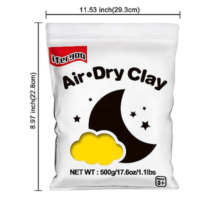 ifergoo Yellow Air Dry Clay - Moldable Cosplay, DIY Creative Modeling Clay for School Arts & Craft Project, Fake Bake, Slime Supplies, Super Light Magic Foam Molding Clay, Soft, No-Sticky, 1.1LBS/500G - color: Yellow/500g