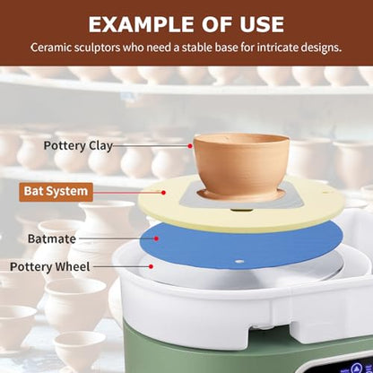 VFIUME 12" PVC Plastic Pottery Wheel Bat System with 6 Replaceable 1.5mm Aluminum Alloy Plates, 2 Sets Fixing Screws & Anti-Vibration Pads for Ceramic Artists, Potters, Clay Throwing