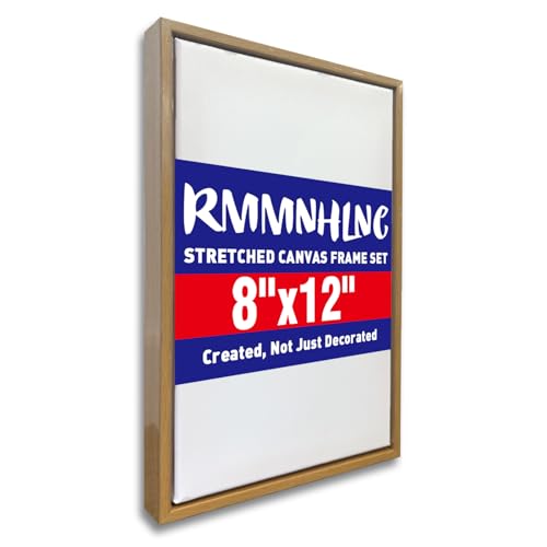 Yellow Blank Canvas with Floating Frame, 8x12 Inch, 1 Pack | Pre-installed Hanging Hardware, Wooden Floater Frame Canvas for Oil & Acrylic Painting, Art Supplies, Artist Decor Gifts - color: Wood grain, size: 8"x12"