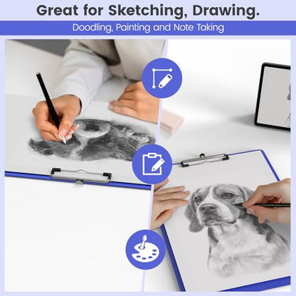Extra Large 11x17 Clipboards, Landscape and Vertical Layout 2 Pack | Blues Plastic Drawing Boards with Low Profile Clip. Suitable for Watercolor, Sketching, Painting. Art & Drafting Supply - color: Blues