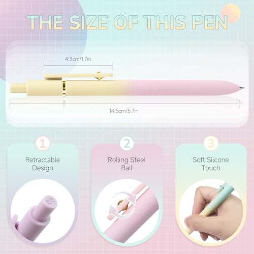 YOXMJDB Gel Pens, 6 Pcs 0.5mm Fine Point Smooth Writing Pens Japanese Cute Pens, High-End Series Black Ink Pens for Journaling Note Taking, School Office Supplies for Women Men (6 Pcs Ombre) - color: 6 Pcs Ombre