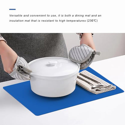 Silicone Placemats, Food-Grade Non-Slip Waterproof, Dining, Countertop Protector, Kitchen Counter Mat, Heat Resistant, Baking mat Dishwasher Safe - color: Classic Blue, size: 15.7 x 11.8 in - 2pcs (0.03 in)