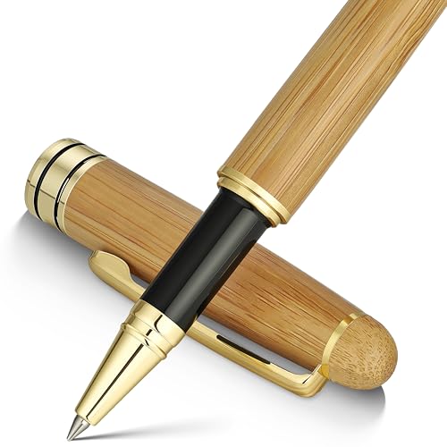 BEILUNER Luxury Wood Ballpoint Pen Writing Set,Bamboo-Elegant Nature Nice Gift Pen Set for Signature Executive Business Office Fancy Writing Supplies - Christmas Gift Boxed with Spare Refills (Black) - color: Bamboo