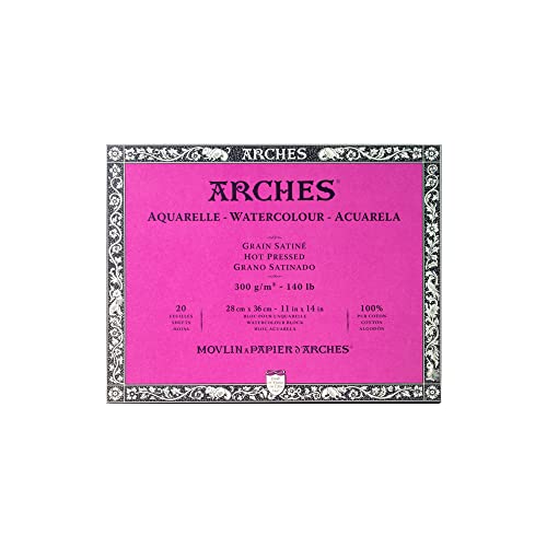 Arches Watercolor Paper Block, Hot Press, 11" x 14", 140 pound - size: 11"x14", style: Hot Press