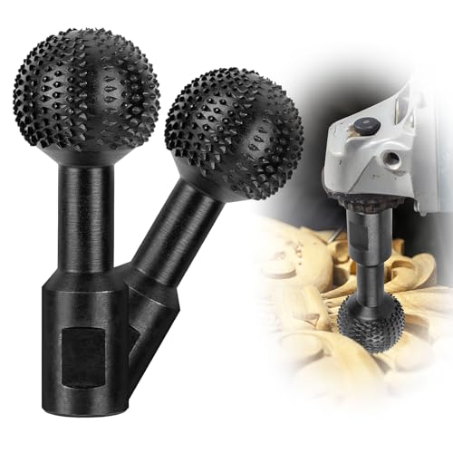 BLEKOO 2Pcs Sphere Rotary Burr with 5/8-11 Threads, Ball Gouge Wood Carving Tools, for 4 1/2 and 5 Inch Angle Grinder