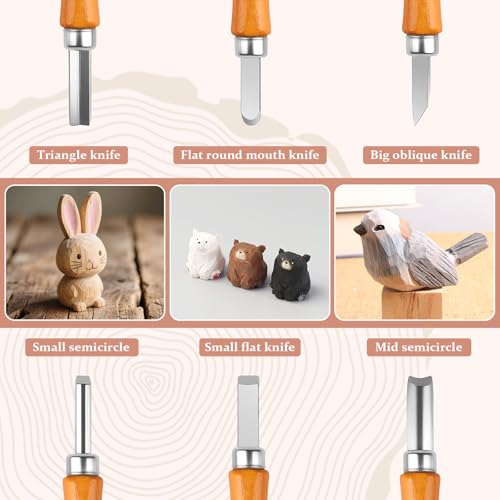 26 IN 1 Wood Carving Tools Kit for Beginners, Complete Woodworking Tools Set Including 4 Wood Knives and 6 Chisels, Wood Whittling Starter Kit for Woodworking DIY Hobby Projects