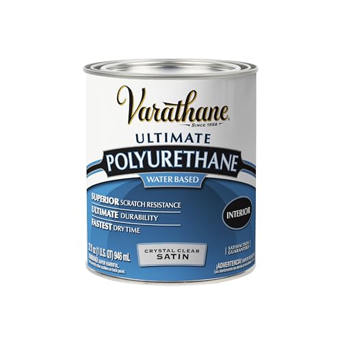 Varathane Water-Based Crystal-Clear Ultimate Polyurethane | Interior Wood Protection | Fast Dry Time | Easy Clean Up | Satin | Quart - color: Satin, size: 1 Quart (Pack of 1)