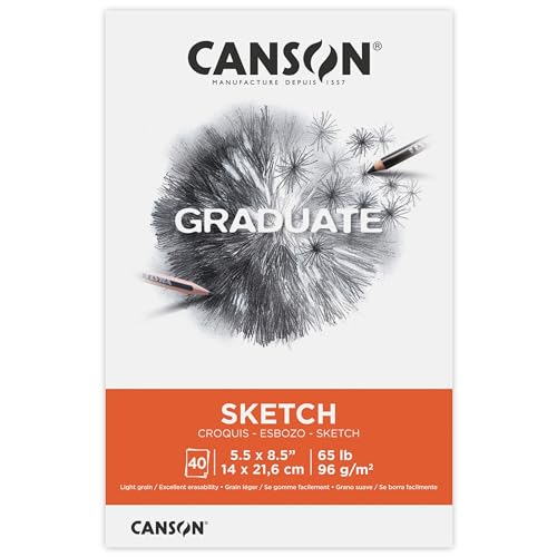 Canson Graduate Sketch Pad, Foldover, 5.5x8.5 inch, 40 Sheets | Artist Paper for Adults and Students - size: 5.5x8.5 inch
