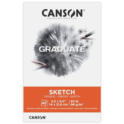 Canson Graduate Sketch Pad, Foldover, 5.5x8.5 inch, 40 Sheets | Artist Paper for Adults and Students - size: 5.5x8.5 inch