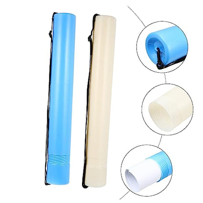 TEHAUX 2pcs Extendable Plastic Telescopic Poster Tube Design for Blueprints and Artworks with Strap Storage for Artists and Planners