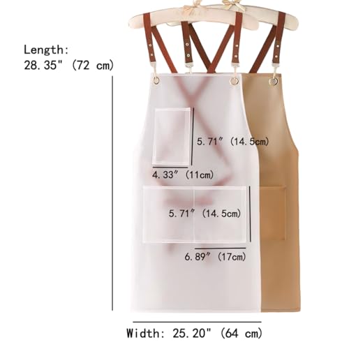 2 Pack Waterproof Translucent Apron with Large Pockets,Cross Back Apron Cooking Apron for Dishwashing,Cleaning Fish, - color: White&brown
