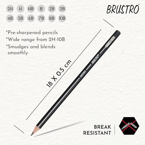 Brustro Sketching Wiro Pad,5x7 inches,160 GSM,30 Sheets with Graphite Pencil Set of 12 (10B–2H) Tin Box. Sketch and Drawing Gift - style: Graphite Pencil + 5x7 Sketchbook