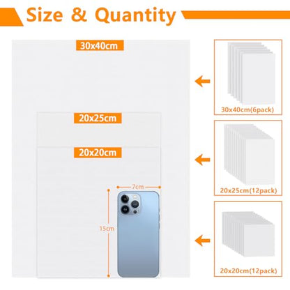 Koncci Canvas for Painting, 30 Packs(8x8, 8x10, 11.8x15.7), 3 MM Cotton Blank Canvases, Art Canvases Boards for Acrylic Paint, Oil Paint & Wet Water Art Media, Hobby Painters and Beginners - size: 30 Packs Mixed Size (20x20, 20x25, 30x40cm)