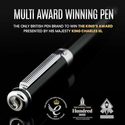 Scriveiner Black Green Fountain Pen - Stunning Luxury Pen with Chrome Finish, Schmidt Nib (Medium), Best Pen Gift Set for Men & Women, Professional, Executive, Office, Nice Pens - color: 13. Very Dark Black Green with Chrome, style: Medium Nib