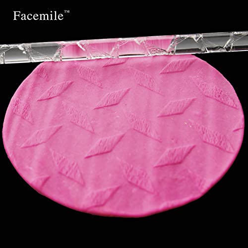 Rengue Acrylic Rolling Pin with 28 Patterns, Compliant Material, Comfortable Grip, 16 X 1 Cm, Lightweight for Dough and Pastry Acrylic Rolling Pin with 28 Patterns, Nan Kitchen (#17) - size: 52007Rhombus Geometry