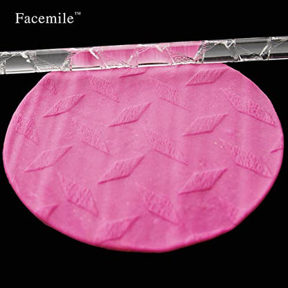 Rengue Acrylic Rolling Pin with 28 Patterns, Compliant Material, Comfortable Grip, 16 X 1 Cm, Lightweight for Dough and Pastry Acrylic Rolling Pin with 28 Patterns, Nan Kitchen (#17) - size: 52007Rhombus Geometry