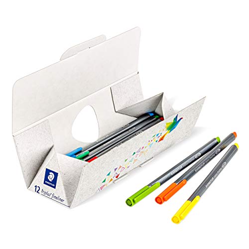 STAEDTLER 334 CPC12 Triplus Fineliner Superfine Pen, 0.3mm Line Width - Assorted Colours (Case of 12) - size: 1 Count (Pack of 12)