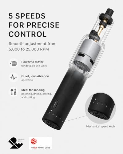 HOTO 35-in-1 Cordless Rotary Tool Kit, Strong Motor, 25000RPM 5 Variable Speed Powerful Engraving Pen, LED Light, Ideal for 3D Printing Sanding, Polishing, Drilling, Carving, Cutting DIY Crafts