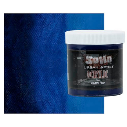 Soho Urban Artist Heavy Body Acrylic Paint - 500 ml Jar - Mineral Blue - Thick, Rich Color, Excellent Coverage, Professional Quality - Artists Acrylic Paint - color: Mineral Blue, size: 16.91 Fl Oz (Pack of 1)
