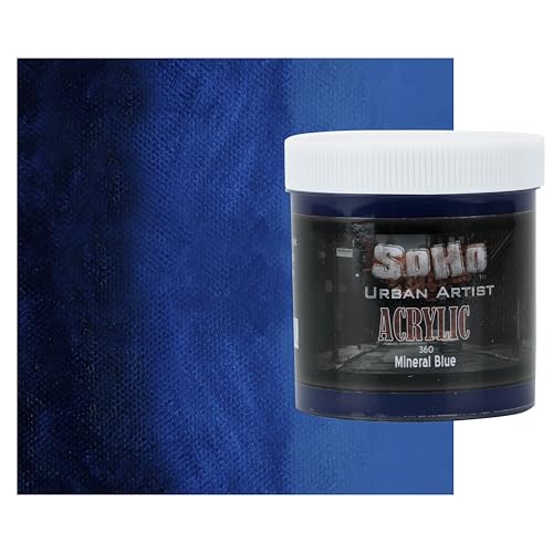 Soho Urban Artist Heavy Body Acrylic Paint - 500 ml Jar - Mineral Blue - Thick, Rich Color, Excellent Coverage, Professional Quality - Artists Acrylic Paint - color: Mineral Blue, size: 16.91 Fl Oz (Pack of 1)