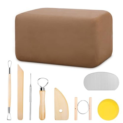 Pottery Clay, Natural Air Dry Clay, 5.5lbs Modeling Clay with Pottery Sculpting Tool Set, All-Purpose Clay Sculpting Kit - Yellow - color: Yellow