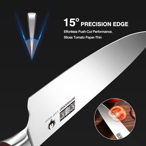 HOSHANHO 3-Piece Kitchen Knife Set, Ultra Sharp Chef/Santoku/Paring Knives,Professional High Carbon Steel Knives with Ergonomic Handle, Ideal Cooking Gift Set - size: 3 Pieces Knife Set