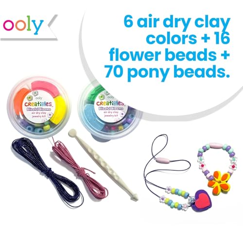 Ooly Creatibles Air Dry Clay Jewelry Kit for Kids, DIY Art Jewelry Making Kit with 6 Clay Colors, Beads, Shaping Tool, and Elastic Yarn, Non-Toxic Gifts for Kids Ages 6 and Up - style: 6 Colors Jewelry Kit