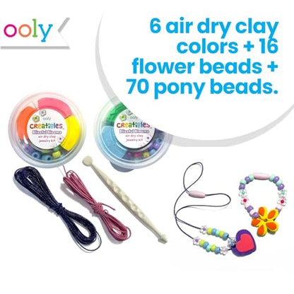Ooly Creatibles Air Dry Clay Jewelry Kit for Kids, DIY Art Jewelry Making Kit with 6 Clay Colors, Beads, Shaping Tool, and Elastic Yarn, Non-Toxic Gifts for Kids Ages 6 and Up - style: 6 Colors Jewelry Kit